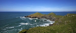 European Coast Line Prints: Views of Atlantic surf at Rumps Point, Pentire Headland, North Cornwall