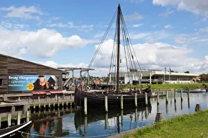 Viking age replica ship and Viking Ship Hall, Viking Ship Museum, Roskilde, Zealand, Denmark, Scandinavia, Europe Viking age replica ship and Viking Ship Hall, Viking Ship Museum, Roskilde, Zealand, Denmark, Scandinavia, Europe