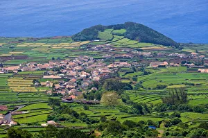 The village of Santa Barbara from Serra da Santa Barbara mountain, Terceira The village of Santa Barbara from Serra da Santa Barbara mountain, Terceira
