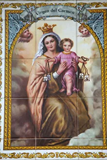 Prints of Virgen del Carmen tilework, Malaga, Andalucia, Spain, Europe Related Image Prints: Virgen del Carmen Tilework Print, Malaga