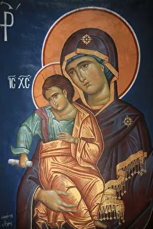 Macedonia Prints: Virgin and Child Greek Orthodox icon Print
