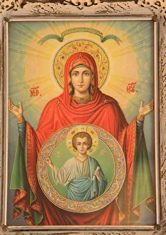 Greece Prints: Virgin and Child Greek Orthodox Icon Print