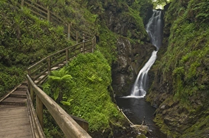 Visitor walkway and steps, Ess-na-Larach waterfall, Glenariff Country Park near Waterfoot Visitor walkway and steps, Ess-na-Larach waterfall, Glenariff Country Park near Waterfoot
