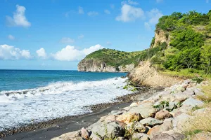 Volcanic sand beach, Montserrat, British Overseas Territory, West Indies, Caribbean Volcanic sand beach, Montserrat, British Overseas Territory, West Indies, Caribbean
