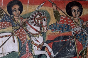 Wall paintings in the interior of the Christian church of Ura Kedane Meheriet Wall paintings in the interior of the Christian church of Ura Kedane Meheriet