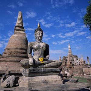 Prints of Wat Mahathat, Sukhothai, UNESCO World Heritage Site, Thailand, Southeast Asia, Asia Buddhist Architecture Prints: Wat Mahathat Print, Sukhothai Temple Image