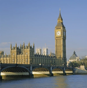 Prints of Westminster Bridge, the River Thames, Big Ben and the Houses of Parliament, London, England, UK Westminster Bridge Prints: Westminster Bridge Print, London Scene