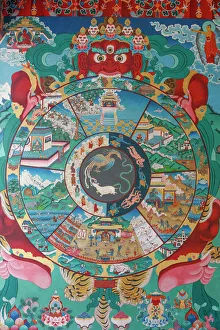 Wheel of life (wheel of Samsara), Kopan monastery, Bhaktapur, Nepal, Asia Wheel of life (wheel of Samsara), Kopan monastery, Bhaktapur, Nepal, Asia