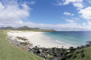 Scottish Travel Destinations Prints: White shell sand on Cleabaigh Beach