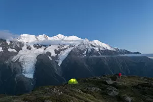 Images Dated 12th August 2017: WIld camping on the GR5 trail or Grand Traverse des Alps near Refuge De Bellachat