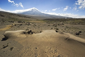 Wind erosion feature on the west flank of 6310m Volcan Chimborazo, with its unique type of Andean high paramo (puna) Wind erosion feature on the west flank of 6310m Volcan Chimborazo, with its unique type of Andean high paramo (puna)