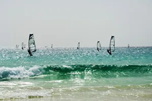 Wind surfing at Santa Maria on the island of Sal (Salt), Cape Verde Islands, Africa Wind surfing at Santa Maria on the island of Sal (Salt), Cape Verde Islands, Africa