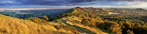 The winding footpath through the Malvern hills in autumn, Worcestershire, England The winding footpath through the Malvern hills in autumn, Worcestershire, England