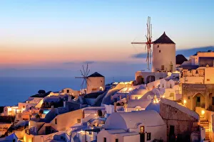 Windmill and traditional houses, Oia, Santorini (Thira), Cyclades Islands, Greek Islands Windmill and traditional houses, Oia, Santorini (Thira), Cyclades Islands, Greek Islands