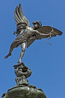 Winged statue of Eros, the Shaftesbury Memorial, first statue cast in aluminium Winged statue of Eros, the Shaftesbury Memorial, first statue cast in aluminium