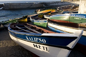 Wooden boats at the beach, Ponta do Sol, Santo Antao, Cape Verde, Africa Wooden boats at the beach, Ponta do Sol, Santo Antao, Cape Verde, Africa