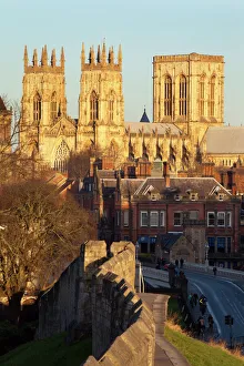 UK Landmarks Prints: York Minster from the City Wall, York, Yorkshire, England, United Kingdom, Europe