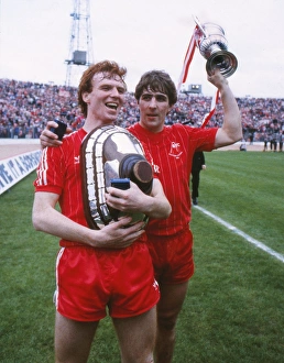 Aberdeens Alex McLeish and Mark McGhee celebrate victory - 1983 Scottish Cup Final Aberdeens Alex McLeish and Mark McGhee celebrate victory - 1983 Scottish Cup Final