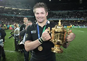 All Black captain Richie McCaw with the Webb Ellis Cup All Black captain Richie McCaw with the Webb Ellis Cup