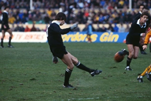 Allan Hewson kicks at goal for the All Blacks - 1983 British Lions Tour to New Zealand Allan Hewson kicks at goal for the All Blacks - 1983 British Lions Tour to New Zealand