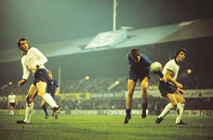 Antonio Camacho heads the ball for Real Madrid against Derby in the European Cup Antonio Camacho heads the ball for Real Madrid against Derby in the European Cup