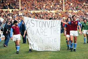 Aston Villa players parade a banner at Wembley after the 1977 League Cup Final Aston Villa players parade a banner at Wembley after the 1977 League Cup Final
