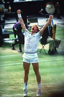 Boris Becker celebrates winning Wimbledon in 1986 Boris Becker celebrates winning Wimbledon in 1986