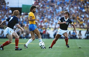 Brazils Socrates takes on Scotland at the 1982 World Cup Brazils Socrates takes on Scotland at the 1982 World Cup