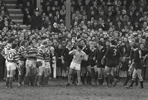 Bridgend prepare to scrum down against the All Blacks in 1978 Bridgend prepare to scrum down against the All Blacks in 1978
