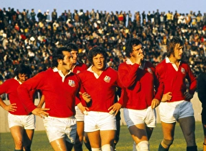 British Lions Gareth Edwards, Stewart McKinney, Mike Burton, and Chris Ralston face the Leopards in 1974 British Lions Gareth Edwards, Stewart McKinney, Mike Burton, and Chris Ralston face the Leopards in 1974