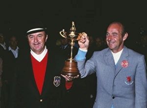 The two captains Sam Snead and Eric Brown hold the Ryder Cup after the contest is drawn for the first time in 1969 The two captains Sam Snead and Eric Brown hold the Ryder Cup after the contest is drawn for the first time in 1969