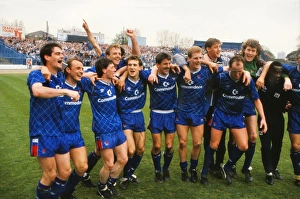 Chelsea players celebrate promotion to the First Division in 1989 Chelsea players celebrate promotion to the First Division in 1989