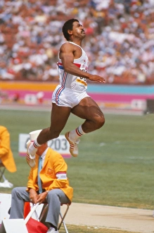 Daley Thompson leaps to gold at the 1984 Los Angeles Olympics Daley Thompson leaps to gold at the 1984 Los Angeles Olympics