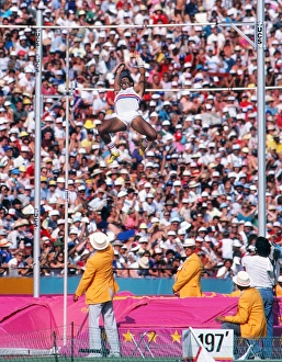 Daley Thompson soars over the bar during the decathlon pole vault at the 1984 Olympics Daley Thompson soars over the bar during the decathlon pole vault at the 1984 Olympics