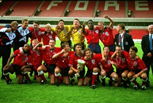 England celebrate their victory in the 1993 U18 European Championship England celebrate their victory in the 1993 U18 European Championship