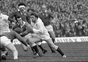 Englands Alastair Hignell runs against Wales - 1976 Five Nations Englands Alastair Hignell runs against Wales - 1976 Five Nations