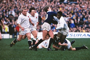 Englands Chris Oti hands-off Scotlands Craig Chalmers - 1989 Five Nations Englands Chris Oti hands-off Scotlands Craig Chalmers - 1989 Five Nations