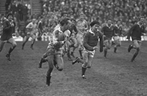 Englands Clive Woodward runs against Wales - 1980 Five Nations Englands Clive Woodward runs against Wales - 1980 Five Nations