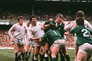 Englands Fran Cotton and Barry Nelmes takes on Irelands Moss Keane in a line-out - 1978 Five Nations Englands Fran Cotton and Barry Nelmes takes on Irelands Moss Keane in a line-out - 1978 Five Nations