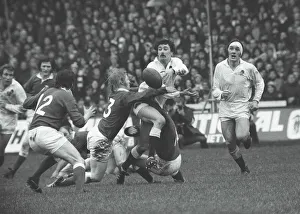 Englands Martin Cooper is tackled against Wales - 1975 Five Nations Englands Martin Cooper is tackled against Wales - 1975 Five Nations