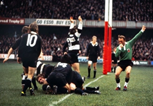 Fergus Slattery scores for the Barbarians against the All Blacks in 1973 Fergus Slattery scores for the Barbarians against the All Blacks in 1973