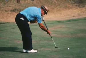 Prints of Golf Sam Snead ( USA ) British Open Golf Championships 1975 Approx Date 10/07/1975 Credit : Colorsport Images Dated 2010 February: Sam Snead Demonstrates Split-Grip Putting Technique Print