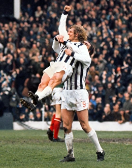 Jeff Astle celebrates with goalscorer Asa Hartford - West Bromwich Albion Jeff Astle celebrates with goalscorer Asa Hartford - West Bromwich Albion