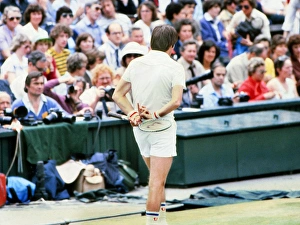 Jimmy Connors make a rude gesture behind his back at the 1977 Wimbledon Championships Jimmy Connors make a rude gesture behind his back at the 1977 Wimbledon Championships
