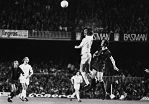 Joe Jordan wins a header at the Nou Camp during the 1975 European Cup Joe Jordan wins a header at the Nou Camp during the 1975 European Cup