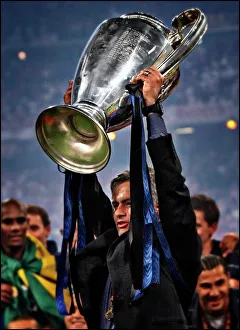 Jose Mourinho lifts the European Champion Clubs Cup with Inter Milan Jose Mourinho lifts the European Champion Clubs Cup with Inter Milan
