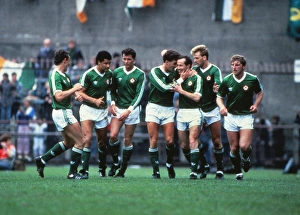 Liam Brady and his Ireland teammates celebrate his goal against Brazil in 1987 Liam Brady and his Ireland teammates celebrate his goal against Brazil in 1987