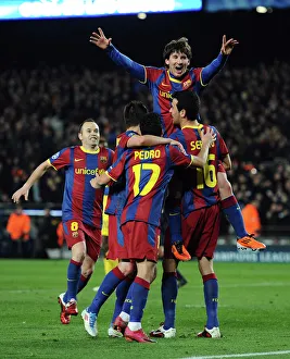 Lionel Messi celebrates with his Barcelona teammates Lionel Messi celebrates with his Barcelona teammates