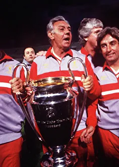 Liverpool manager Joe Fagin with the trophy after the 1984 European Cup Final Liverpool manager Joe Fagin with the trophy after the 1984 European Cup Final