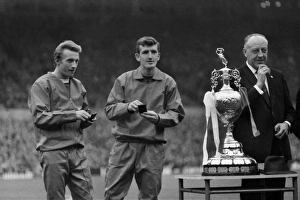 Manchester Uniteds Denis Law and Alex Stepney with their medals at the 1967 League trophy presentation at Old Trafford Manchester Uniteds Denis Law and Alex Stepney with their medals at the 1967 League trophy presentation at Old Trafford